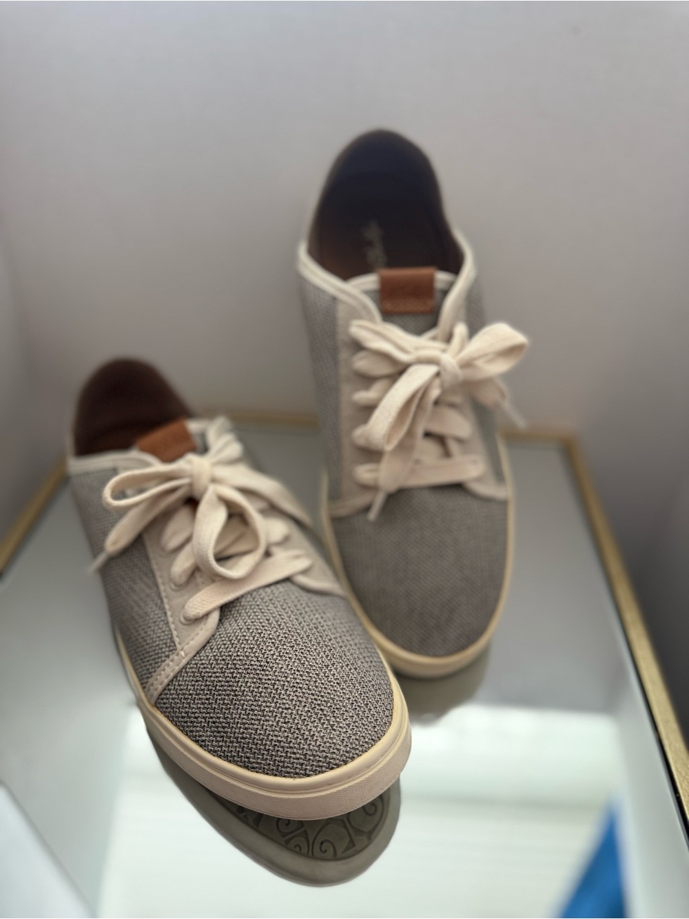 Casual Canvas Sneakers in Taupe and Cream